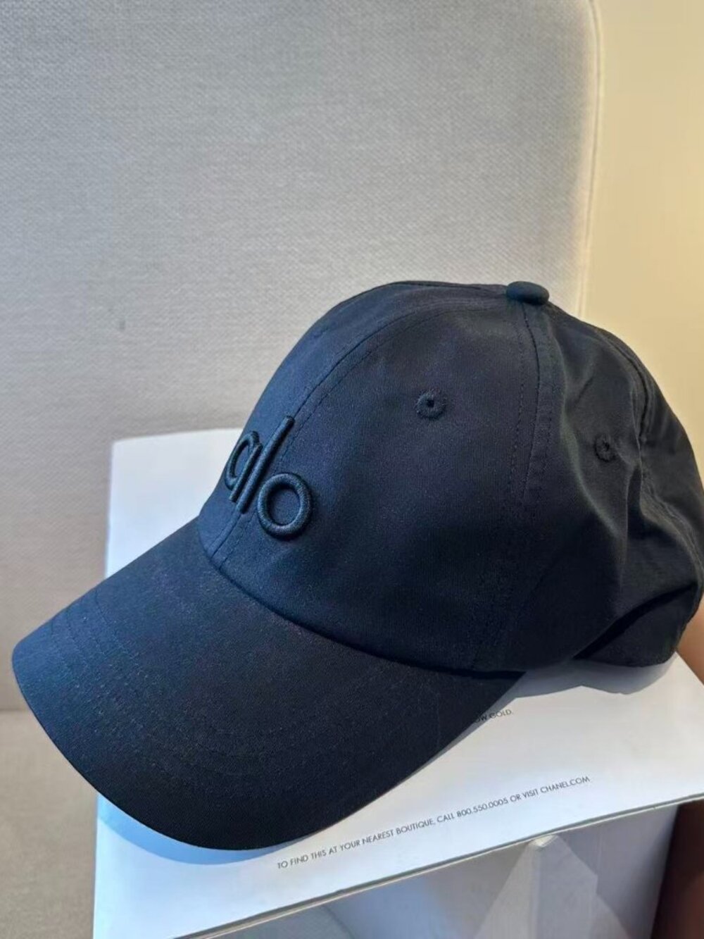 Alo Yoga Black Nylon Logo Cap